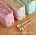 school wheat straw three layer lunch box set